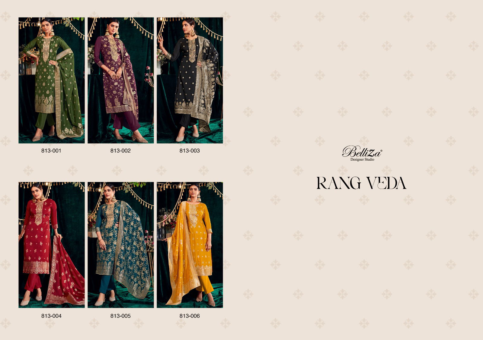 Rang Veda By Belliza Printed Designer Dress Material Catalog